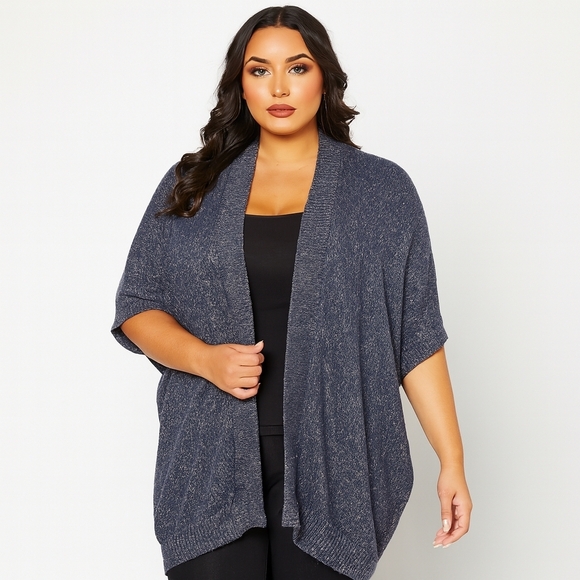 Harlow Sweaters - Harlow Plus Size Black Heather Open Front Knit Cardigan | Plus O/S
